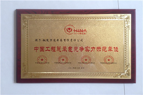 中國工程總承包競(jìng)爭(zhēng)實(shí)力示范單位